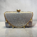 SILVER PEARL CHAIN CLUTCH