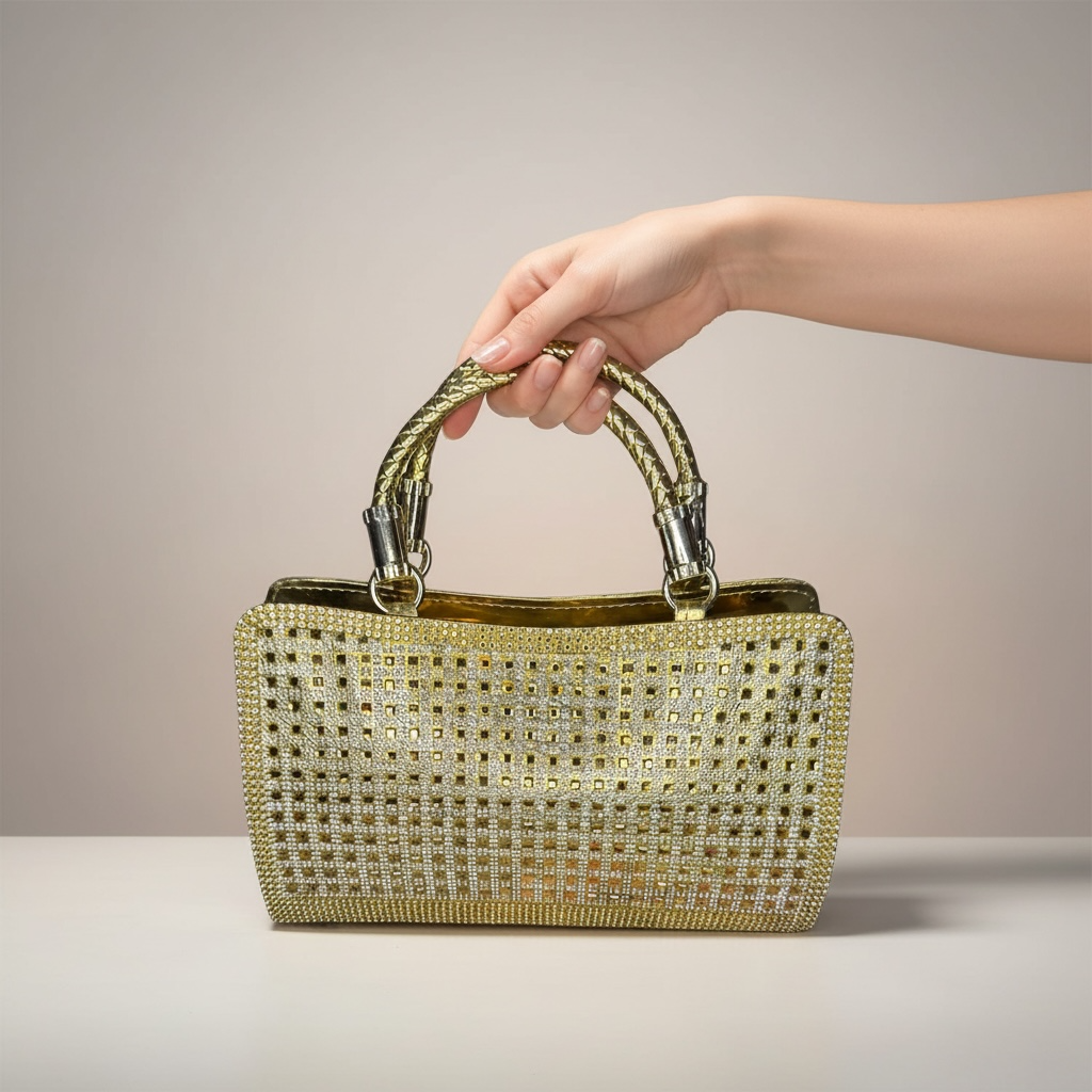 BRIDLE CLUTCH , GOLDEN COLOUR & STONEWORK