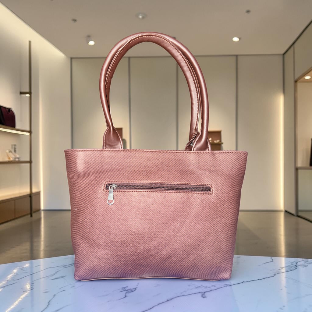 WOMEN PINK PU LEATHER MULTI-COMPARTMENTS HAND BAG