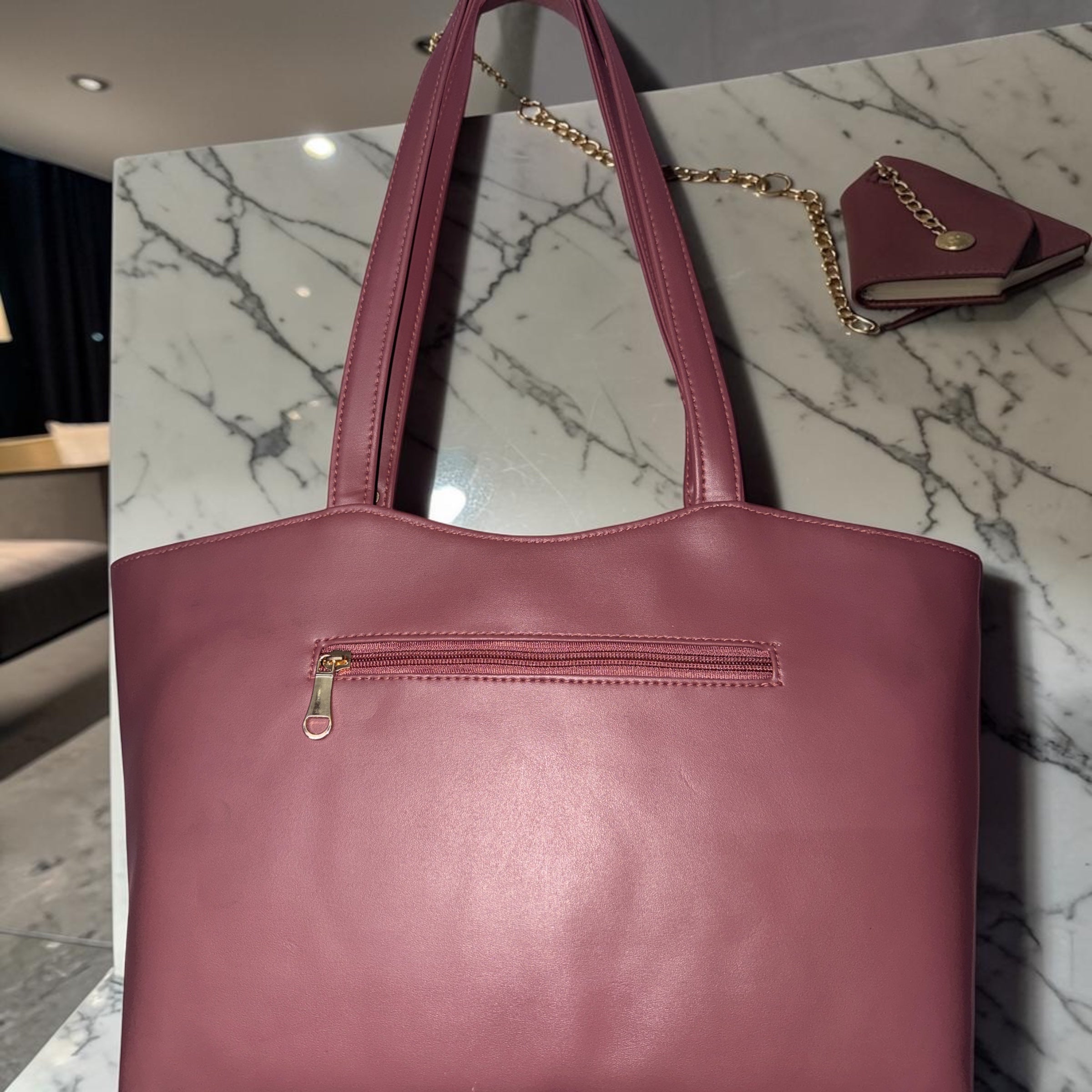 WOMEN PURPLE PU LEATHER MULTI-COMPARTMENTS HAND BAG