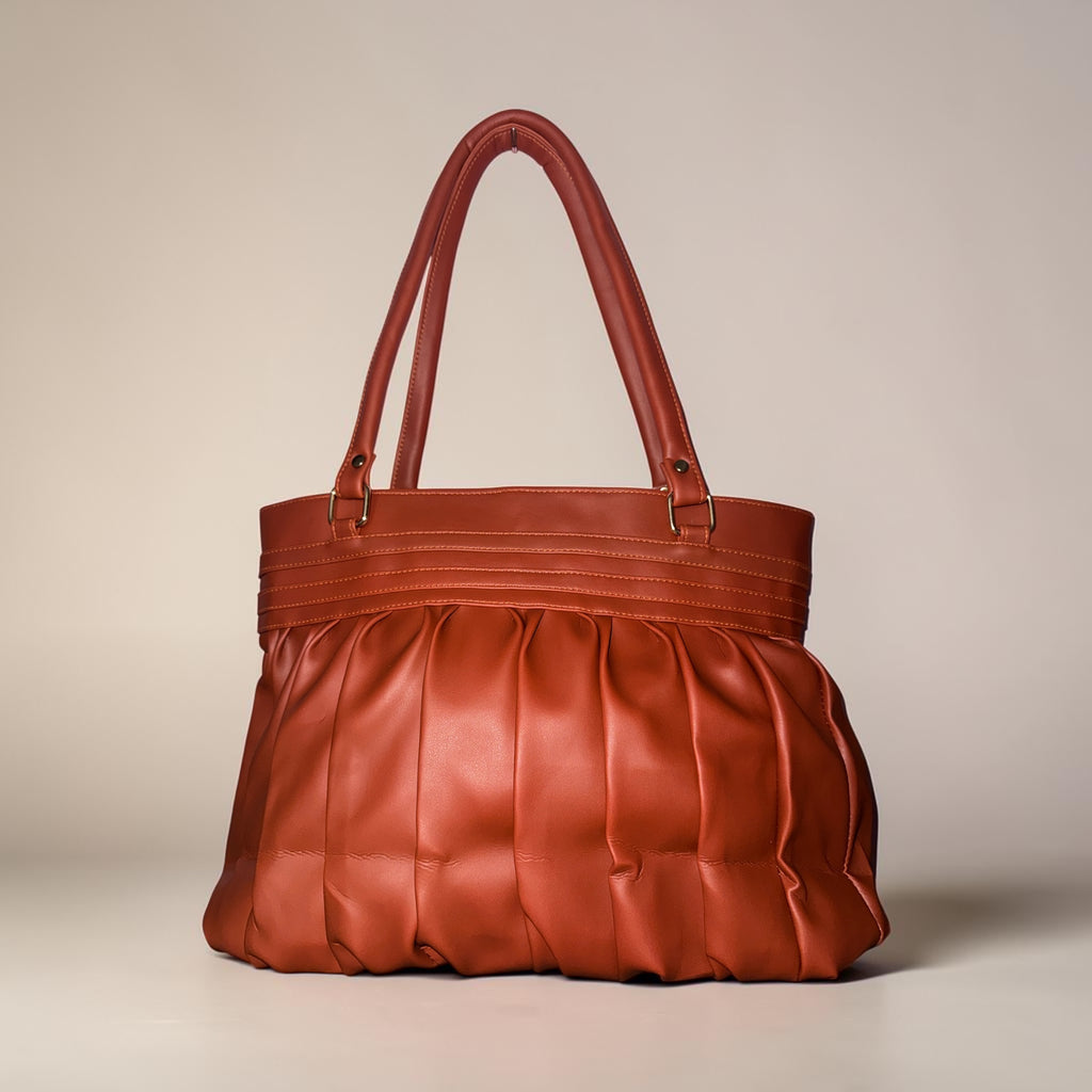 TAN COLOUR SOFT-PLEATED PU HAND BAG
