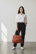 TAN COLOUR SOFT-PLEATED PU HAND BAG