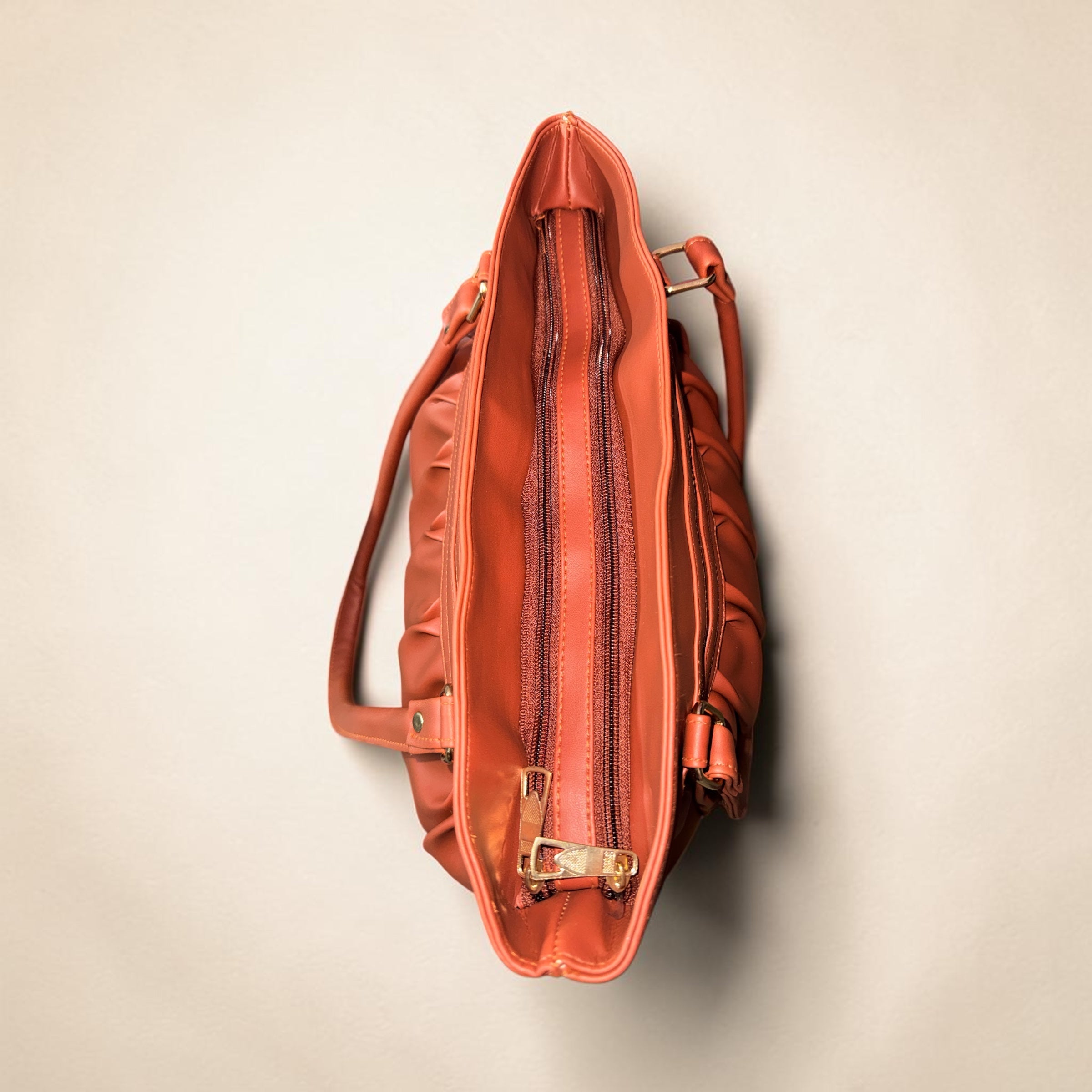 TAN COLOUR SOFT-PLEATED PU HAND BAG