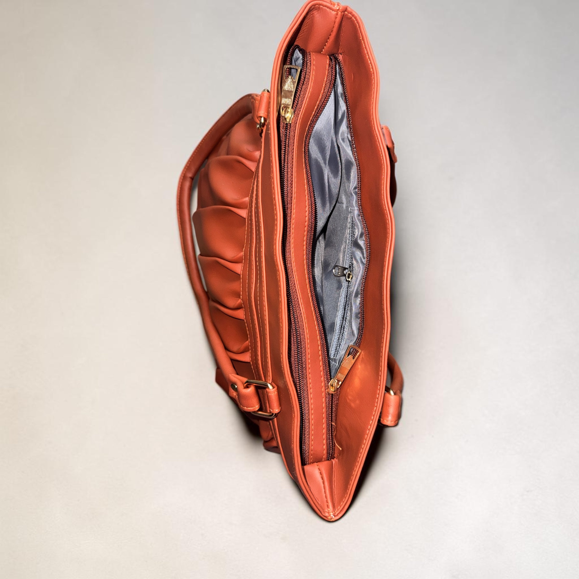 TAN COLOUR SOFT-PLEATED PU HAND BAG