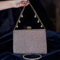 PINK & SILVER STONEWORK CLUTCH