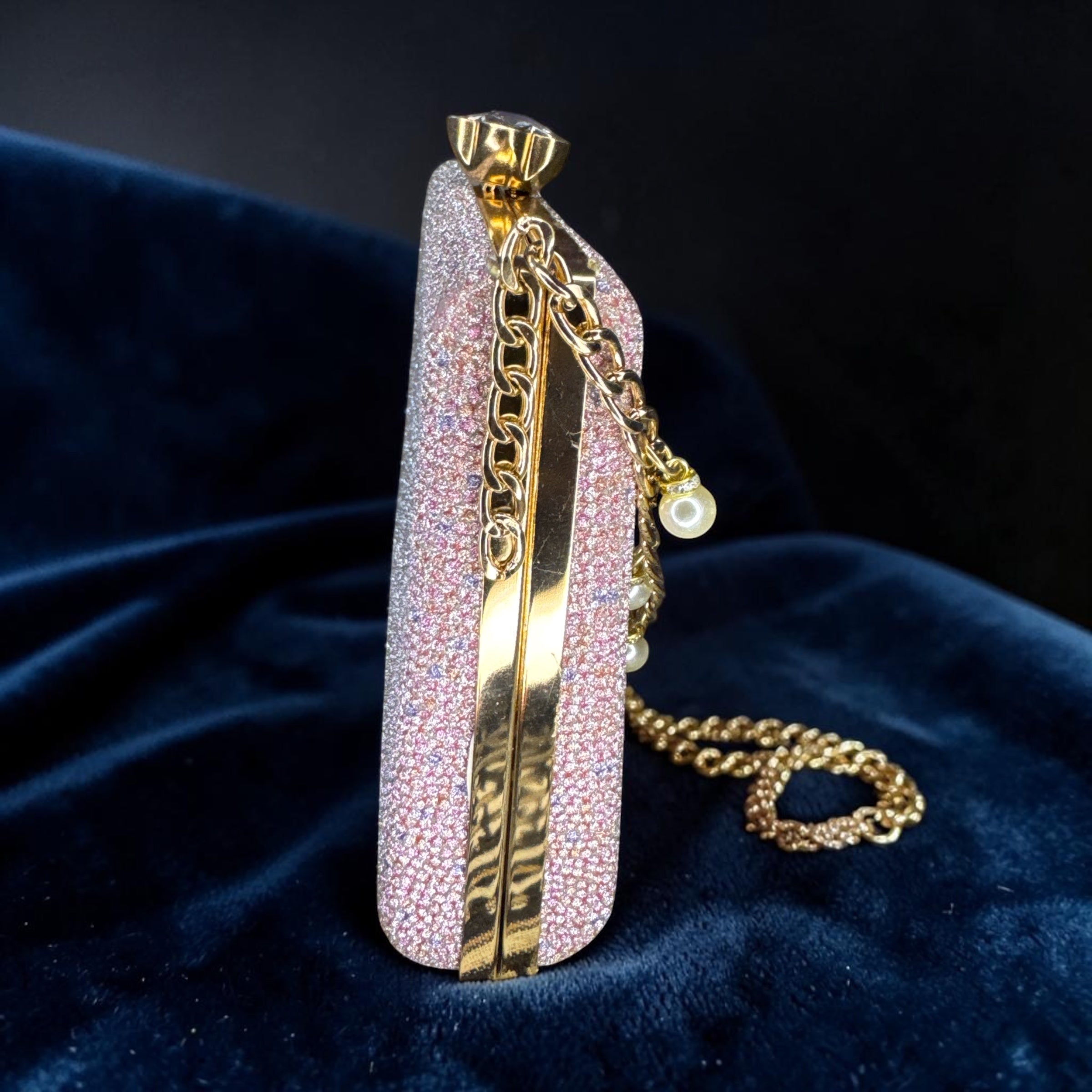 PINK & SILVER STONEWORK CLUTCH
