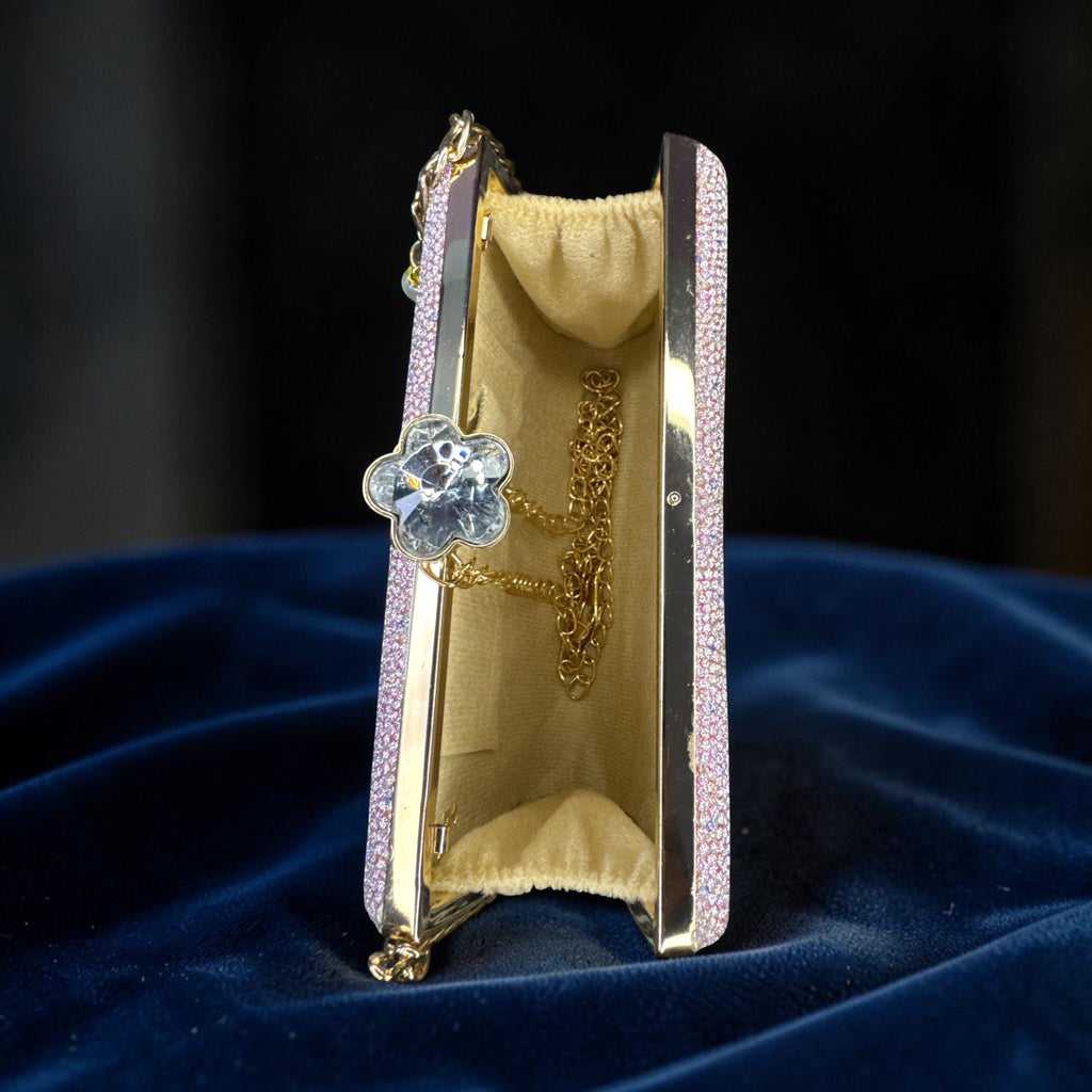 PINK & SILVER STONEWORK CLUTCH