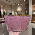 PINK BOX CLUTCH WITH GOLD TOP HANDLE