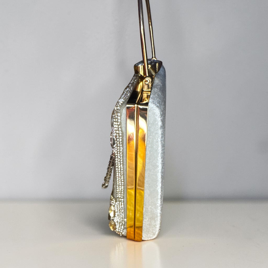 SILVER STONE-WORKED CLUTCH HANDMADE