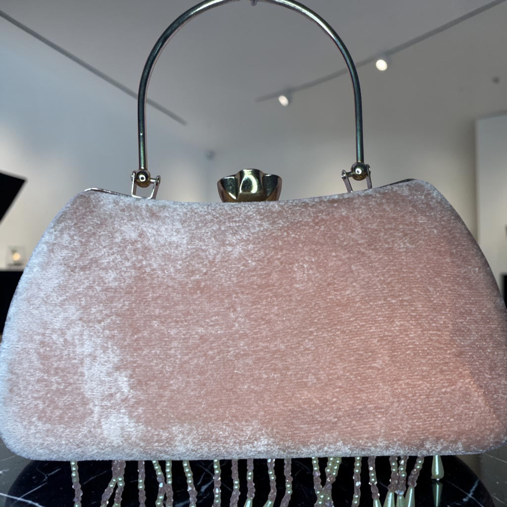HIM & HER LUXE ROSEGOLD CLUTCH WITH PEARLS-WORKED