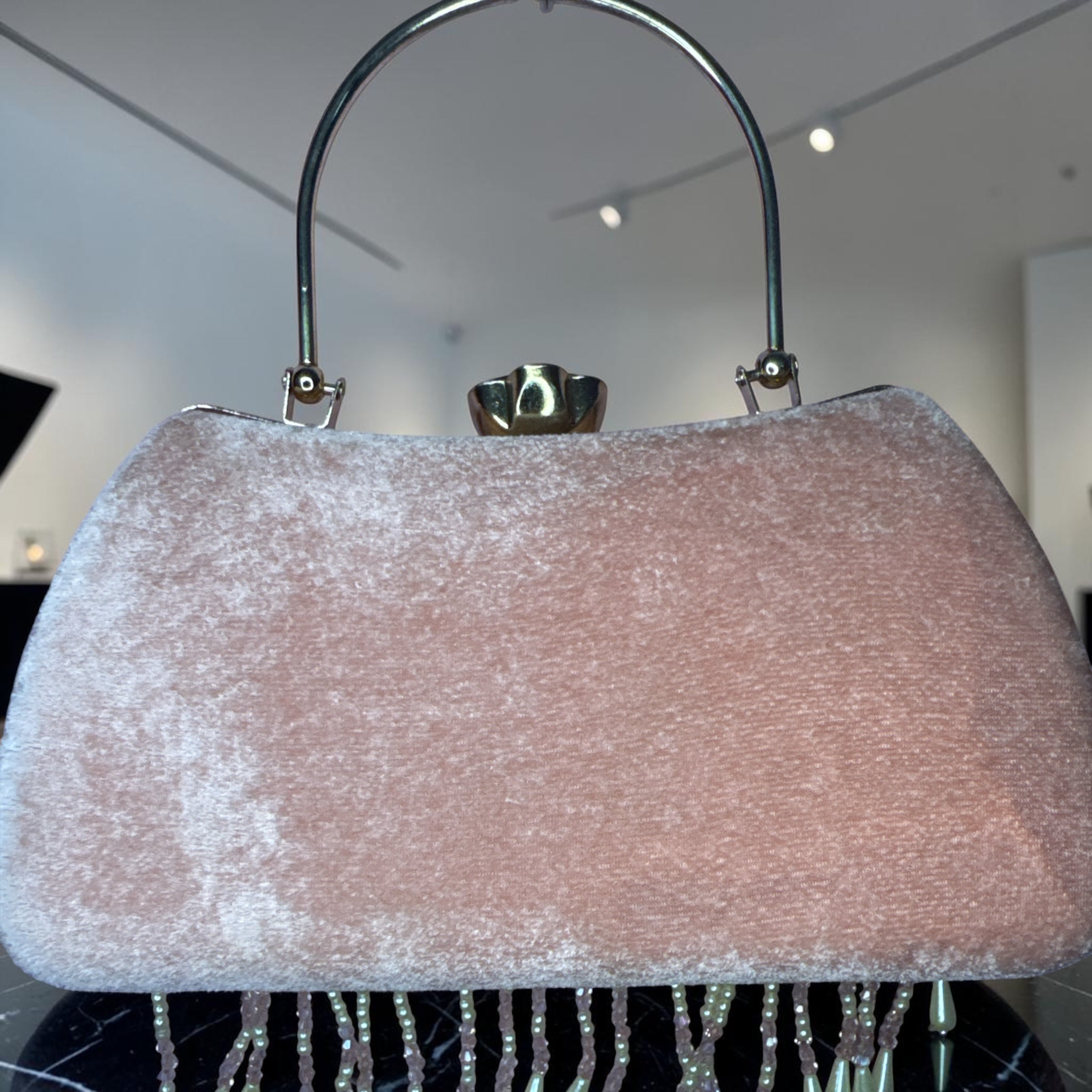 HIM & HER LUXE ROSEGOLD CLUTCH WITH PEARLS-WORKED